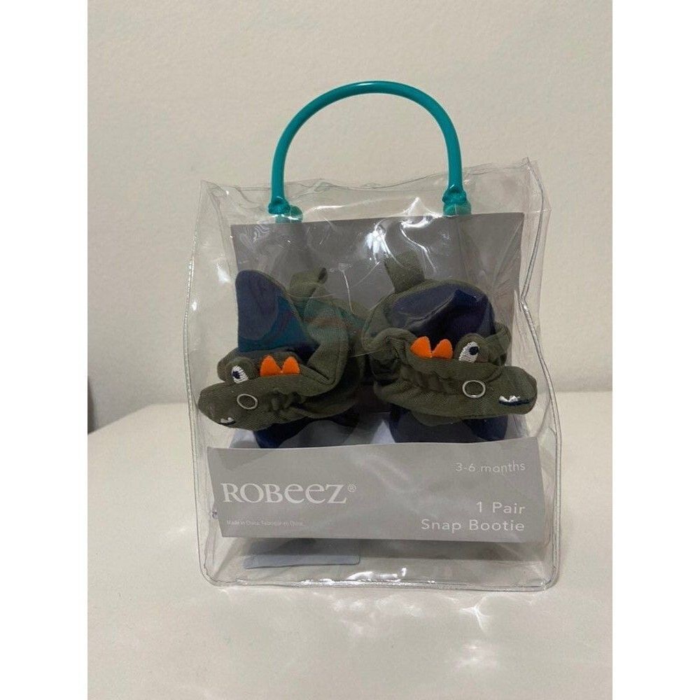 Robeez Crocodile Snap Booties Crib Shoes Size 3-6 Months NEW